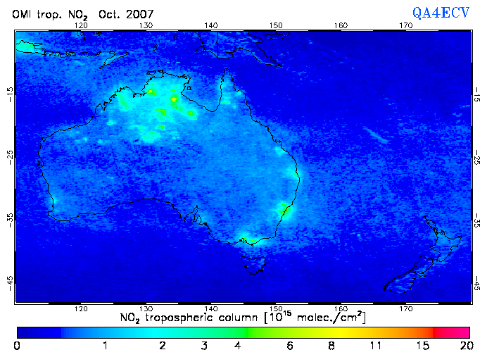 Regional Tropospheric NO2 of October 2007