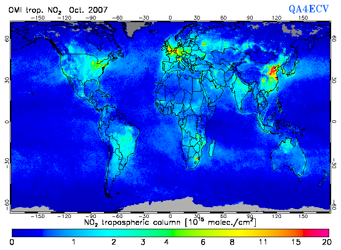Regional Tropospheric NO2 of October 2007