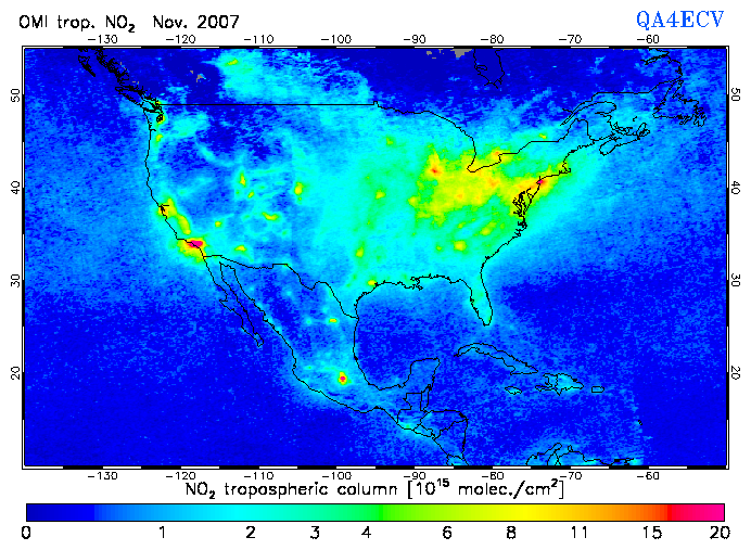 Regional Tropospheric NO2 of November 2007
