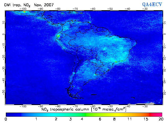 Regional Tropospheric NO2 of November 2007