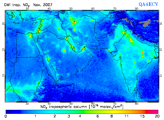 Regional Tropospheric NO2 of November 2007