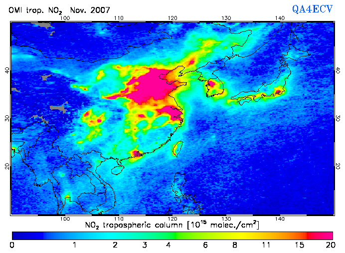 Regional Tropospheric NO2 of November 2007