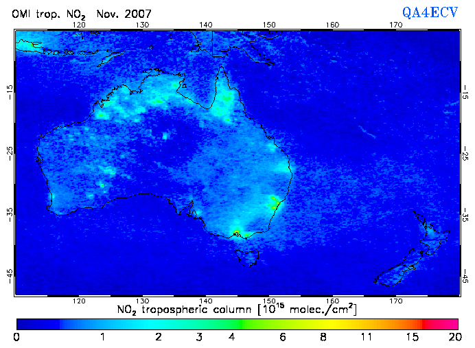 Regional Tropospheric NO2 of November 2007
