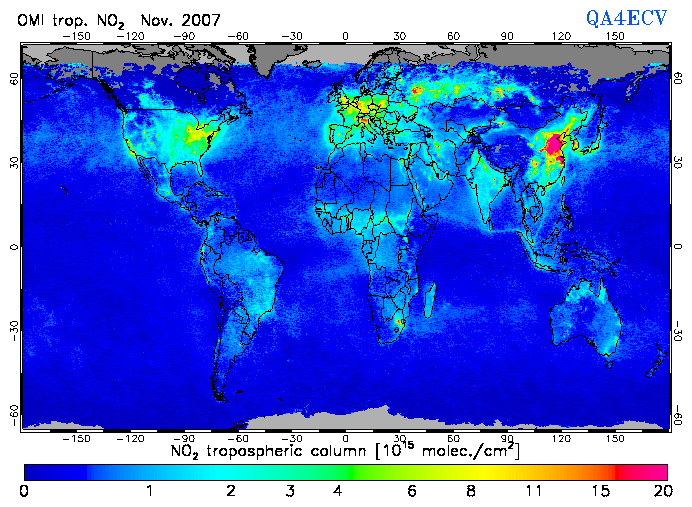 Regional Tropospheric NO2 of November 2007