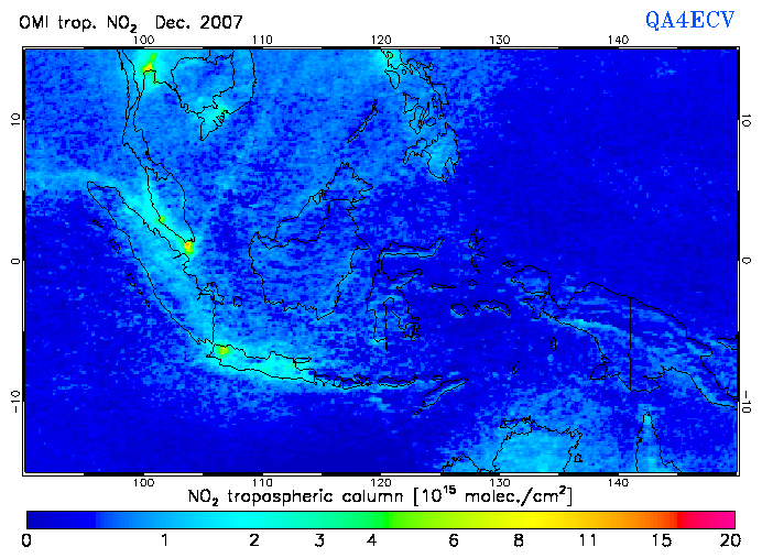 Regional Tropospheric NO2 of December 2007
