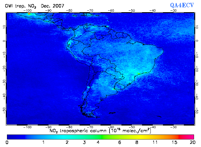 Regional Tropospheric NO2 of December 2007