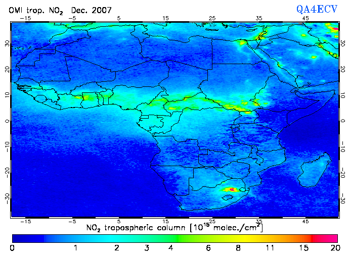 Regional Tropospheric NO2 of December 2007