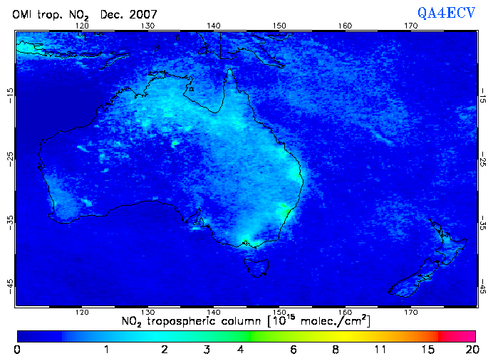 Regional Tropospheric NO2 of December 2007
