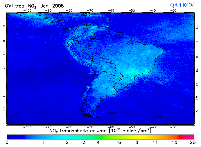 Regional Tropospheric NO2 of January 2008
