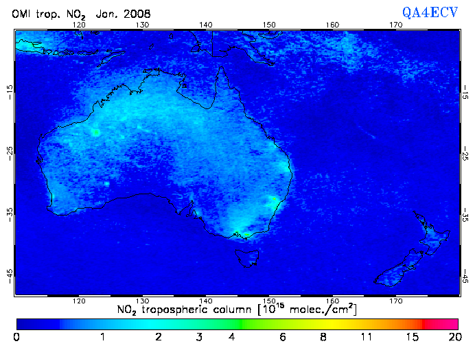 Regional Tropospheric NO2 of January 2008