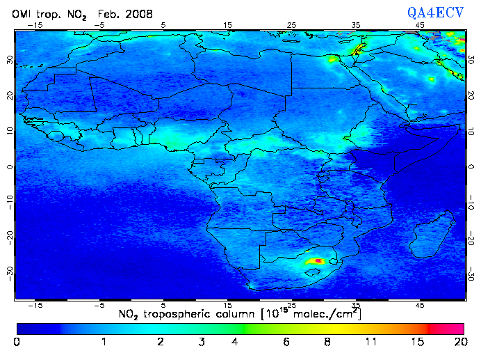 Regional Tropospheric NO2 of February 2008