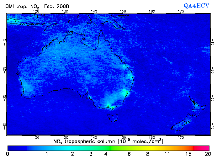 Regional Tropospheric NO2 of February 2008