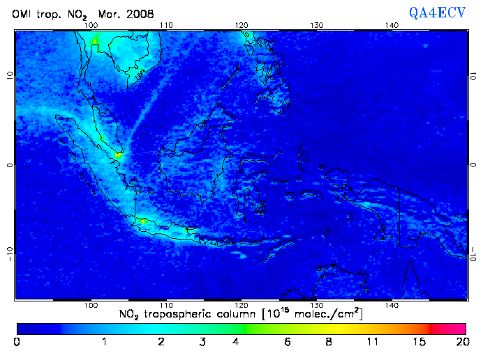Regional Tropospheric NO2 of March 2008
