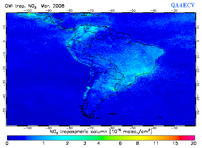 Regional Tropospheric NO2 of March 2008