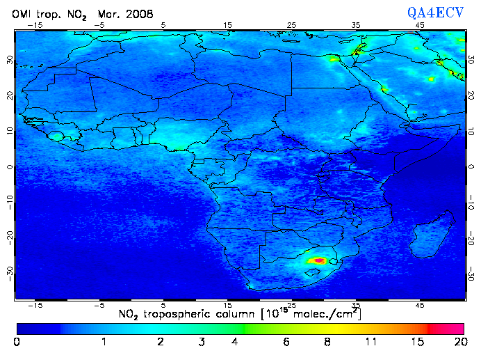 Regional Tropospheric NO2 of March 2008