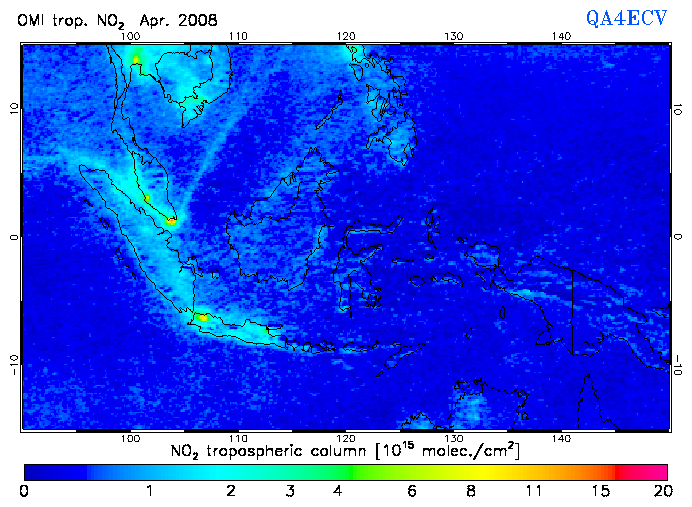 Regional Tropospheric NO2 of April 2008