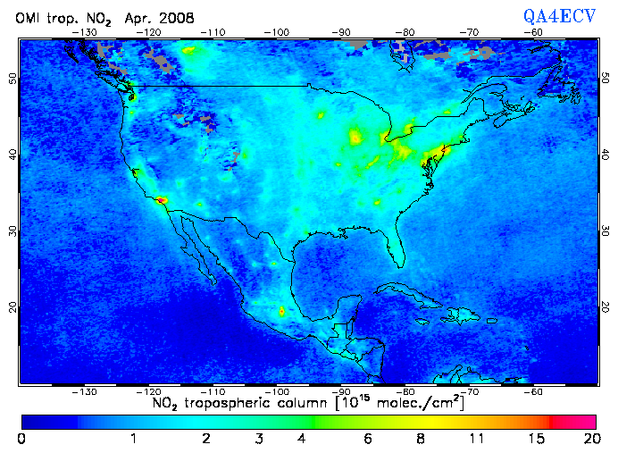 Regional Tropospheric NO2 of April 2008