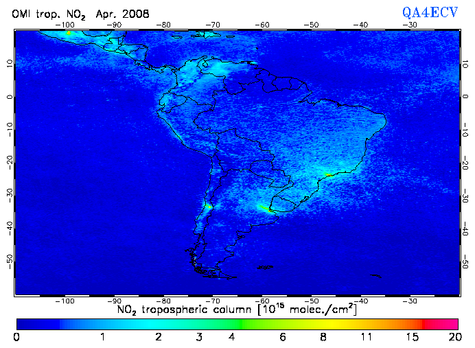 Regional Tropospheric NO2 of April 2008