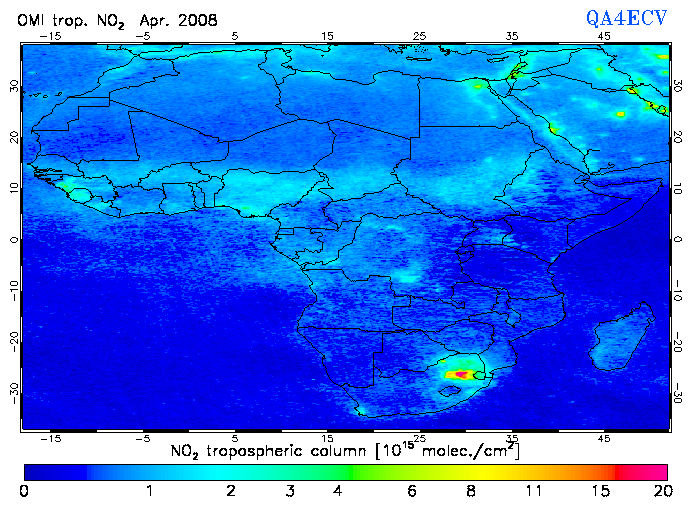 Regional Tropospheric NO2 of April 2008