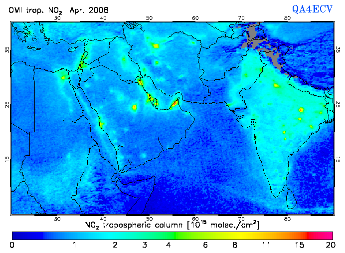 Regional Tropospheric NO2 of April 2008