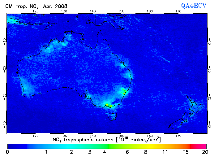 Regional Tropospheric NO2 of April 2008