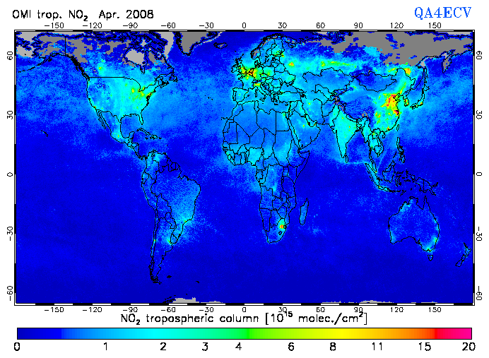 Regional Tropospheric NO2 of April 2008
