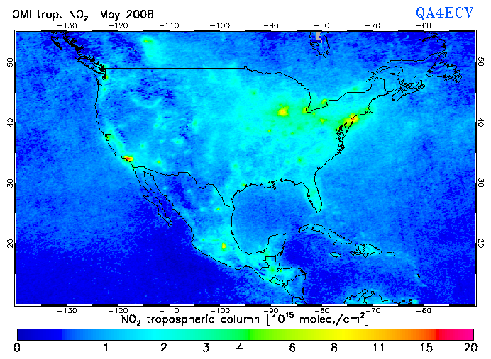 Regional Tropospheric NO2 of May 2008