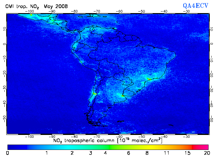 Regional Tropospheric NO2 of May 2008