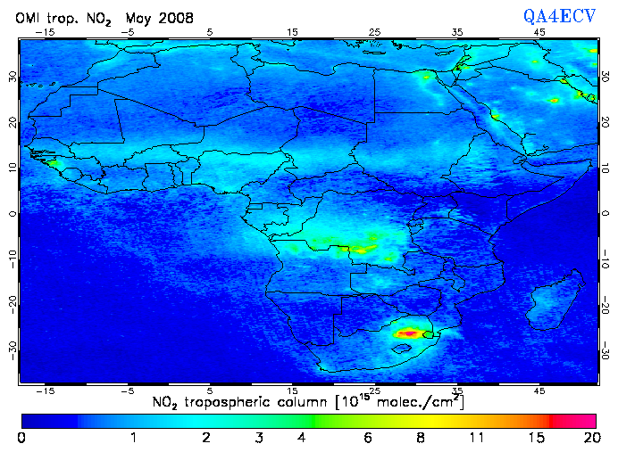 Regional Tropospheric NO2 of May 2008