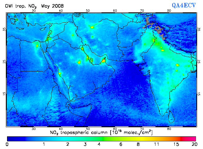 Regional Tropospheric NO2 of May 2008