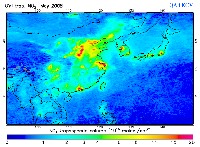 Regional Tropospheric NO2 of May 2008