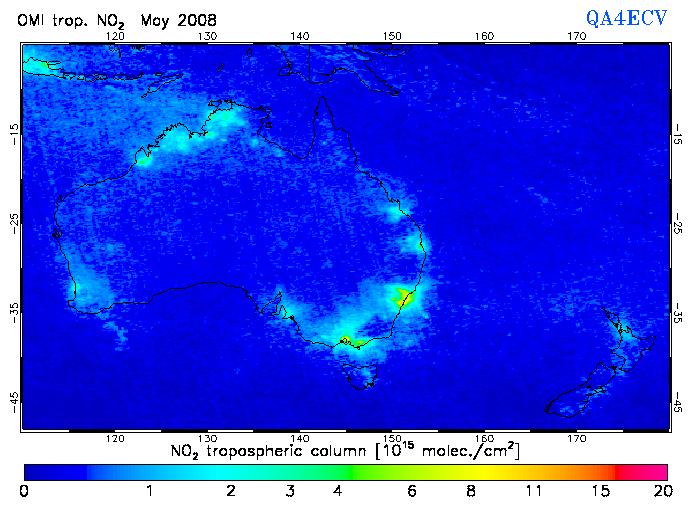 Regional Tropospheric NO2 of May 2008