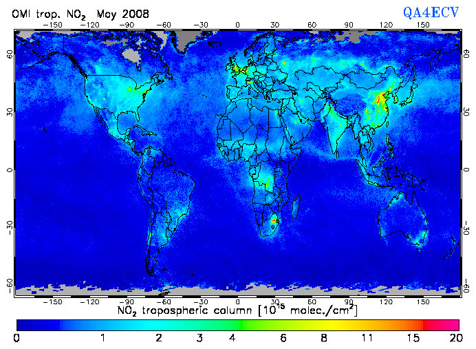 Regional Tropospheric NO2 of May 2008