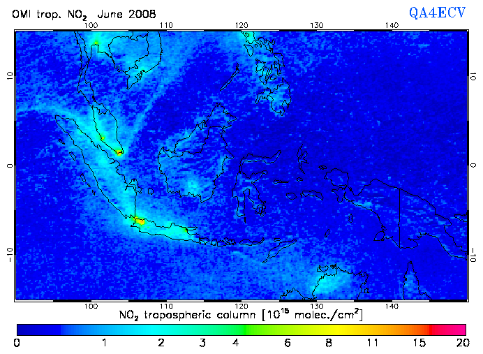 Regional Tropospheric NO2 of June 2008
