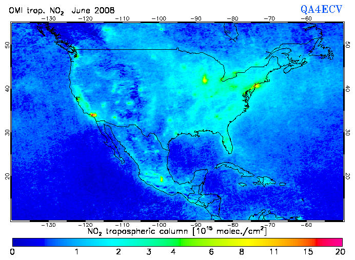 Regional Tropospheric NO2 of June 2008