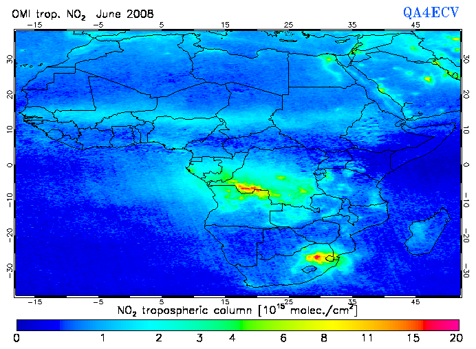 Regional Tropospheric NO2 of June 2008