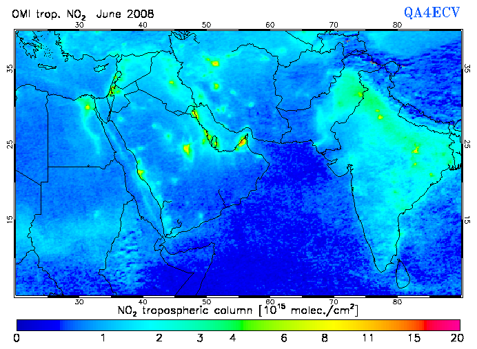 Regional Tropospheric NO2 of June 2008