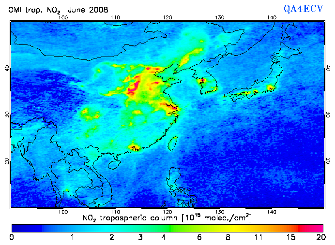 Regional Tropospheric NO2 of June 2008