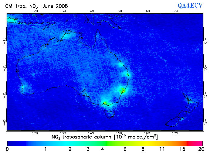 Regional Tropospheric NO2 of June 2008