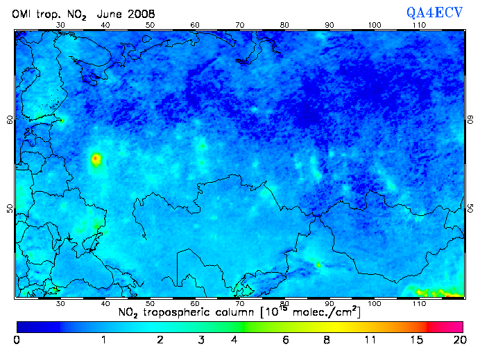 Regional Tropospheric NO2 of June 2008