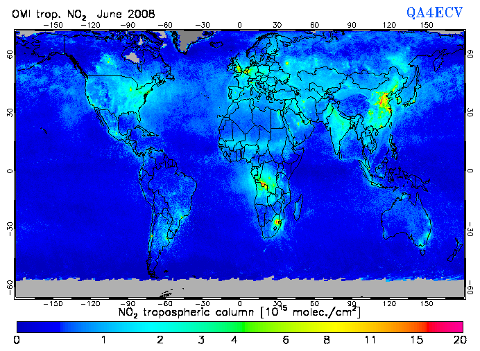 Regional Tropospheric NO2 of June 2008