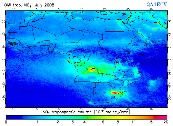 Regional Tropospheric NO2 of July 2008