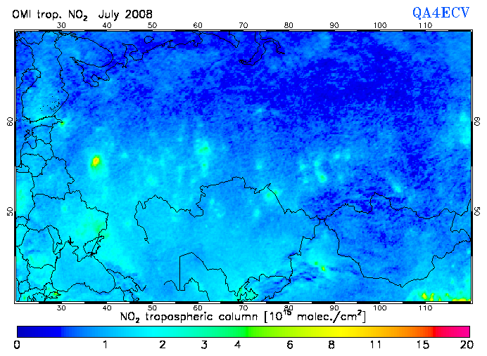 Regional Tropospheric NO2 of July 2008