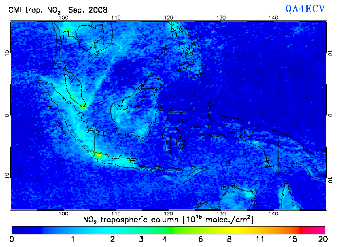 Regional Tropospheric NO2 of September 2008