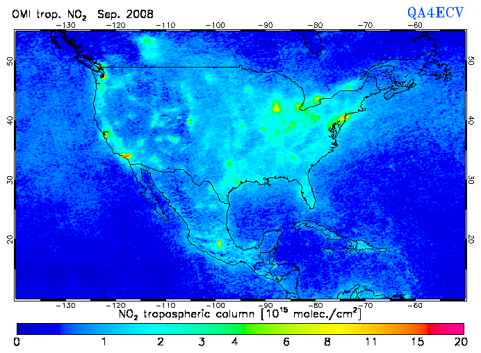 Regional Tropospheric NO2 of September 2008