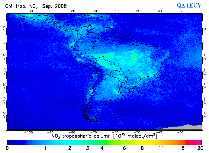 Regional Tropospheric NO2 of September 2008