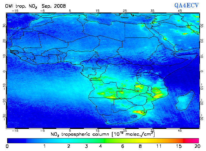 Regional Tropospheric NO2 of September 2008
