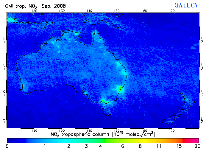 Regional Tropospheric NO2 of September 2008