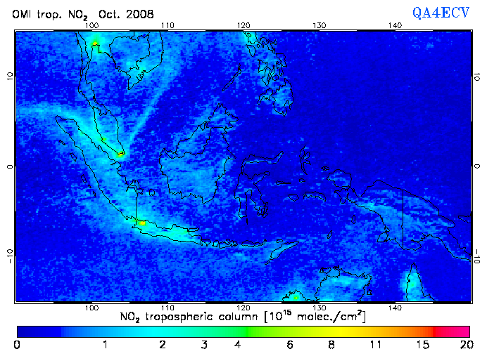 Regional Tropospheric NO2 of October 2008