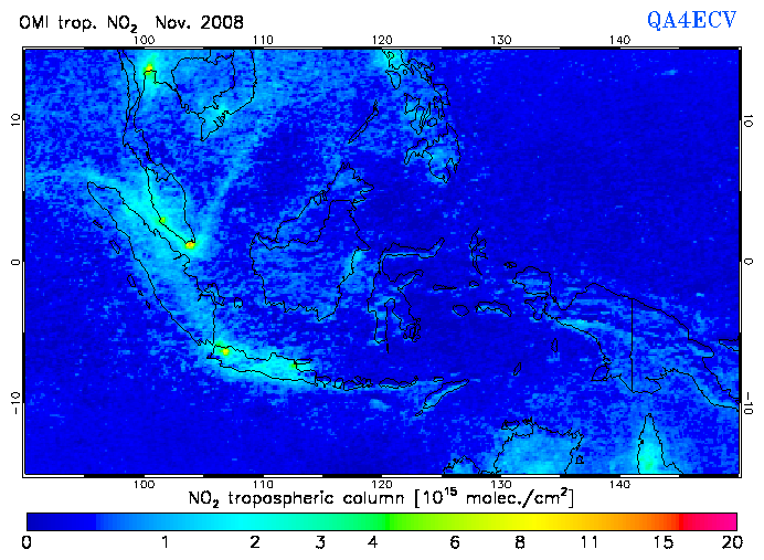 Regional Tropospheric NO2 of November 2008
